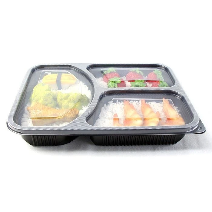 Einnota Bento Box PP 3 hólf matarílát með loki