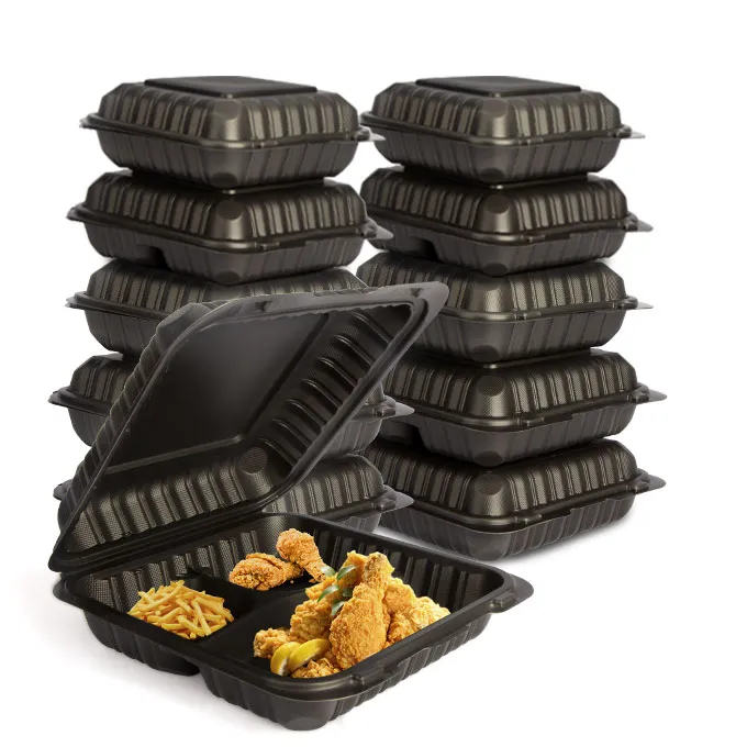 Þriggja hólfa plastúttökuílát